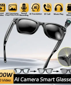LIGE 800W HD AI Smart Glasses with Camera Record Video Bluetooth Call Voice Assistant Translate Sunglasses Color-changing Lenses
