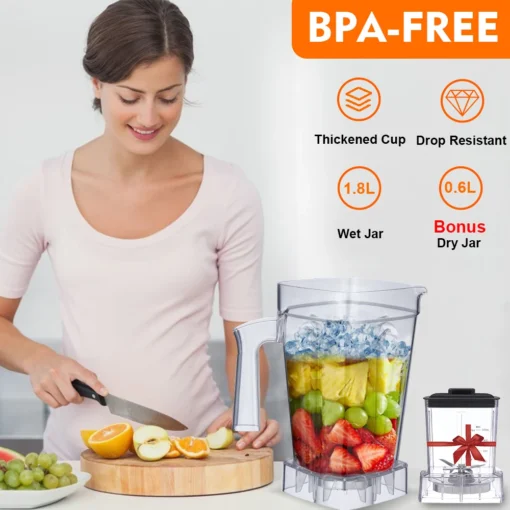 BioloMix Mini Pro Blender with 1800W Power and BPA-Free Dual Jars for Smoothies and Sauces - Image 2
