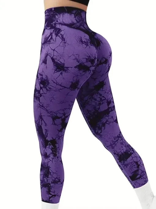 Tie Dye Leggings with High Waist Tummy Control for Women’s Workout and Yoga - Image 4