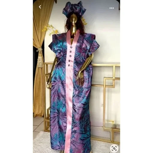 Dashiki African Maxi Dress for Women - Short Sleeve V-Neck with Autumn Style - Image 4