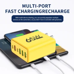 Alternative view of 6 Port USB C Fast Charger Station 65W with PD QC 3.0 for iPhone 17 and Samsung S23