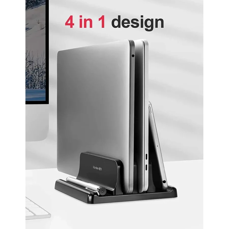 Vaydeer Adjustable Vertical Laptop Stand - Portable Desk Holder for MacBook, Tablets, and Phones - Image 3