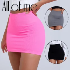 High Waist Black Mini Skirt for Women - Slimming Knitted Design for Professional Workwear