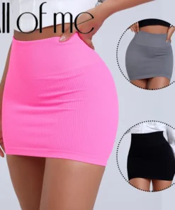 High Waist Black Mini Skirt for Women - Slimming Knitted Professional Workwear