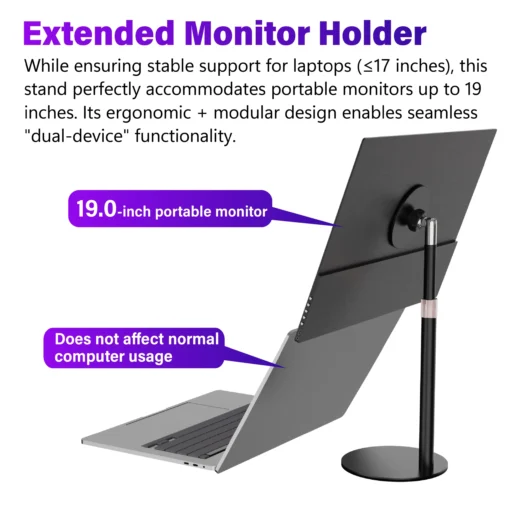 Kimdoole Portable Monitor Stand with 360° Rotation for Tablets Up to 18 Inch Compatible with iPad - Image 5