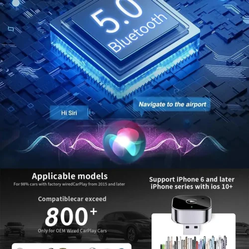 Alternative view of Wireless CarPlay Adapter for Apple iPhone ＆Android（2025-2026 Upgrade）, Plug and Play Fast and Stable Connection CarPlay＆Android