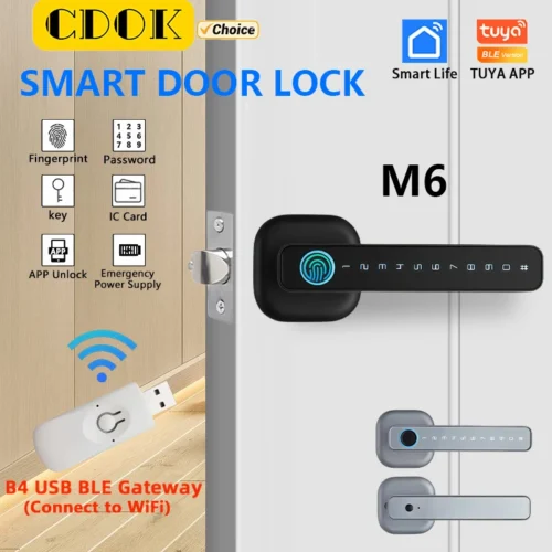 CDOK M6 Bluetooth Smart Door Lock - Fingerprint and Password Access