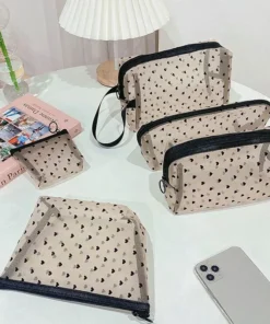 Heart Transparent Mesh Makeup Bag Multifunction Portable Women Cosmetic Storage Pouch Ladies Toiletry Lipstick Organizer Bags