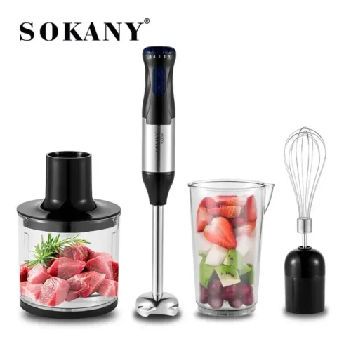 Premium 1000W Handheld Immersion Blender - 5 Speed Stainless Steel Mixer for Soups, Baby Food, and Meat Mincing