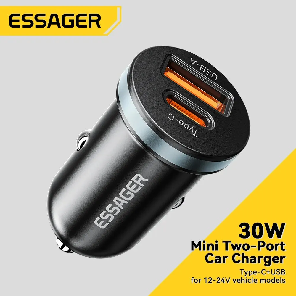 Essager 30W USB Type-C Car Charger with Quick Charge 4.0 for iPhone, Huawei, Samsung, Xiaomi