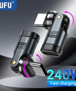 AUFU PD240W USB C to Type C OTG Adapter 540 Rotation 5A Fast Charge Cable Converter for iPhone 16 MacBook Samsung Xiaomi Laptop