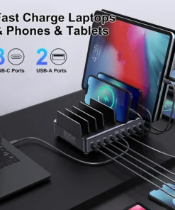 Alternative view of Ueetop 600W Multi USB Fast Charger 10-Port GaN PD 3.1 Charging Station Stand for MacBook iPhone 16 15 iPad Samsung Tablet Laptop