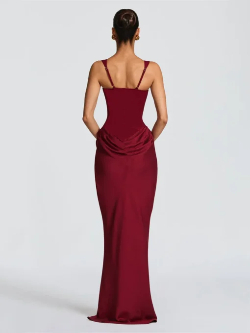 Sleeveless Solid Pleated Sling Dress with Square Neck and Waist Cinching for Women - Image 6