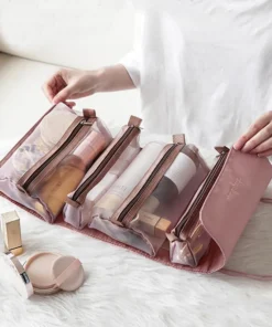 Alternative view of 4 in 1 Cosmetic Bag For Women Zipper Mesh Separable Cosmetics Pouch Ladies Foldable Nylon Bag Rope Makeup Bag Kosmetyczka