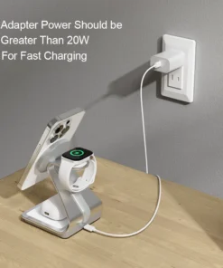 Alternative view of Bonola Magnetic 3 in 1 Wireless Charger for iPhone 17/16/15/13/14/12 30W Wireless Charging Station for Apple Watch/AirPods Pro