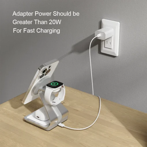 Bonola 3 in 1 Wireless Charger with Magnetic Design for iPhone, Apple Watch, and AirPods Pro - Image 2