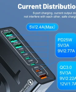 Alternative view of 8-Port USB-C Wall Charger - Fast Charging Adapter for Mobile Devices