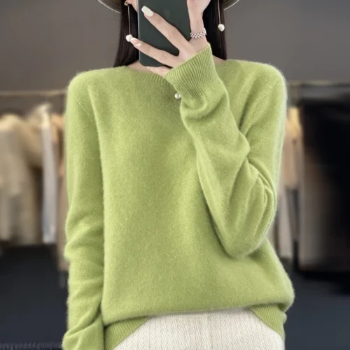 Alternative view of New cashmere sweater women's sweater in autumn and winter 100% merino wool fashion O-neck autumn warm pullover top
