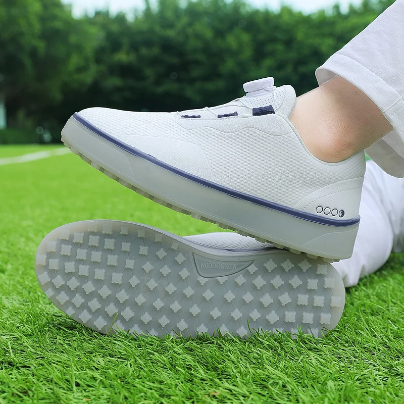 Couple Golf Shoes Men's White Waterproof Rotating buckle Fitness Spikeless Non slip Golf Golfer Training Golf Sneakers Women - Image 4