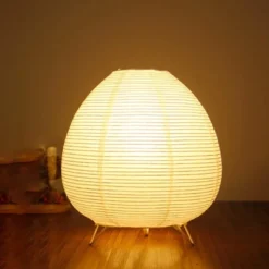 Alternative view of Japanese Lantern Table Lamp with LED Light and Rice Paper Shade for Living Room and Bedroom