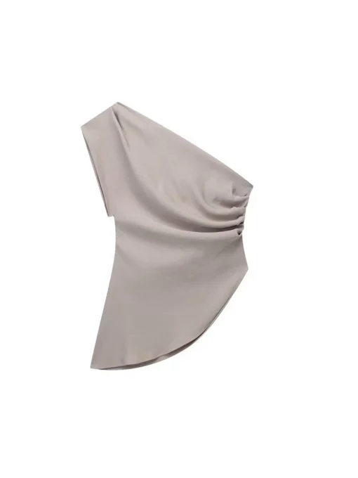 Asymmetric Off Shoulder Top with Soft Fabric for Contemporary Women's Fashion - Image 6