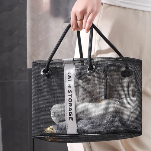 Portable Collapsible Mesh Drain Basket - Eco-Friendly Toiletry and Swimming Organizer with Carry Handle