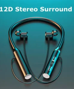 Wireless Bluetooth Earphones Neckband Headphones Gaming Stereo Sports Headset Halter Waterproof Magnetic Earbud with LED Display