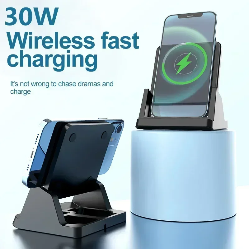 30W Wireless Charger Desktop Stand for iPhone & Samsung - Quick Charging, Removable Vertical Holder - Image 6