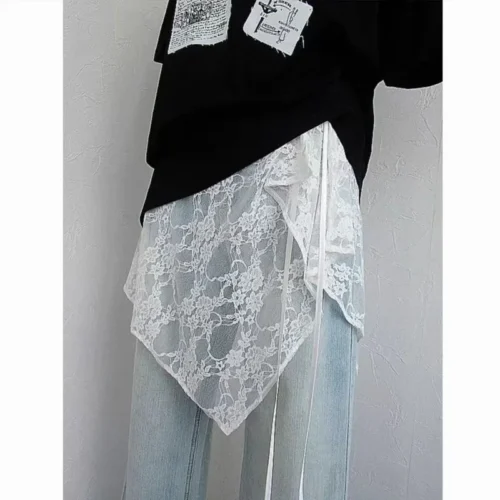 Alternative view of French Lace-Up Short Skirt for Women - Spring Layered Design