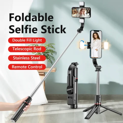 Alternative view of L13D Selfie Stick 1160mm with Wireless Bluetooth Double Fill Light Extended Tripod with Remote Shutter for Android IOS Cellphone
