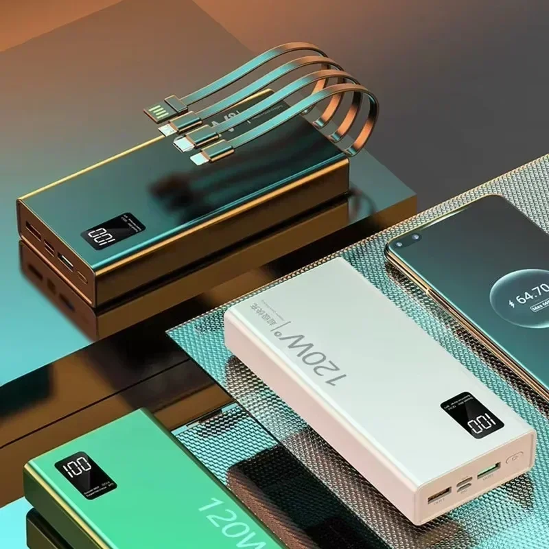 Lenovo 120W 50000mAh Power Bank with 4-in-1 Cables – Fast Charging Portable Charger for iPhone and Samsung - Image 6