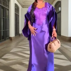 Maxi Length Ankara Gown with Traditional Dashiki Design for Women