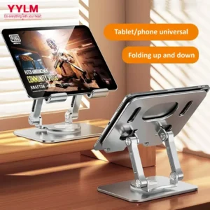 Adjustable Tablet Stand with 360° Rotation - Aluminum Foldable Holder for iPad