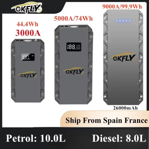 GKFLY High Power Car Jump Starter 9000A 5000A 3000A Portable Starting Device Power Bank Car Battery Booster Buster for Petrol