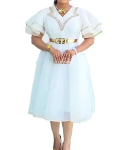 Alternative view of Elegant Plus Size African Dress for Women - Dashiki Ankara Midi Gown for Weddings and Parties