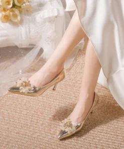Alternative view of Women Shoes High Heels Women Pumps Sequins High Heels Women Shoes Sexy Ladies Wedding Party Bow Tie Stiletto Heels