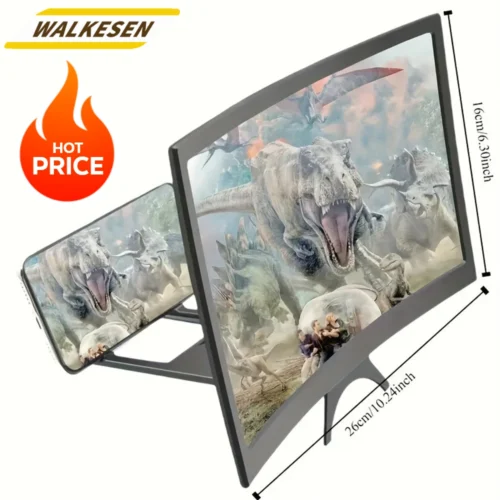 New 3D HD Magnifier 12 Inch Large Screen Amplifier Curved Screen Mobile Phone Screen Magnifier Smartphone Video Amplifier Holder