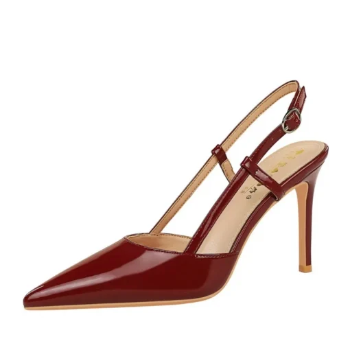 Stiletto Pumps with Hollow-out Design in Patent Leather for Women - Image 5