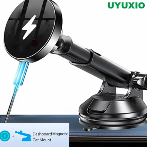 UYUXIO Dashboard Magnetic Wireless Car Phone Charger Adapter 15W Windshield Car Phone Holder for iPhone 16 15 14 Pro Max 12
