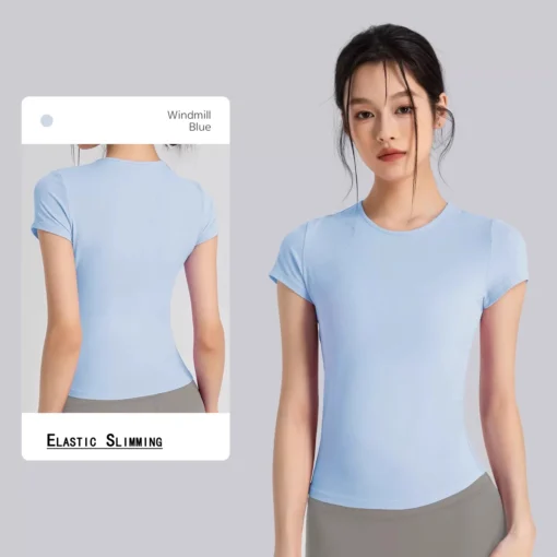 Yoga Wear Quick Dry Fitness T-Shirt for Women’s Outdoor Sports and Workout - Image 6