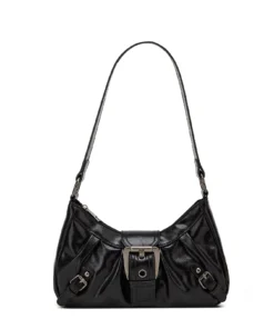 Alternative view of Y2K Retro Style Shoulder Bag, Maillard Pleated Rivet Armpit Bag, Fashionable Ladies Cool Leather Shoulder Bag