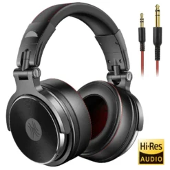 Over-Ear DJ Headphones with Microphone - HiFi Monitor for Phone and PC