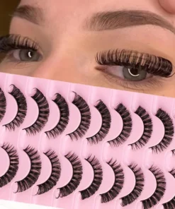 10 Pairs Russian Strip Lashes DD Curl False Eyelashes Fluffy Wispy Faux Mink Lashes Pack