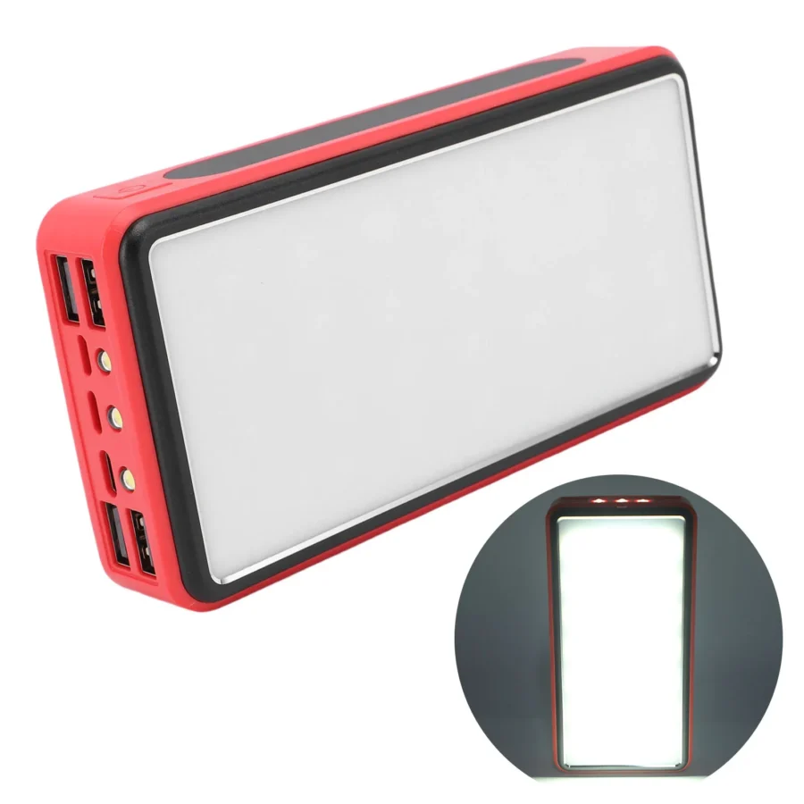 Solar Power Bank 50,000mAh - Portable Aluminum USB Charger with LED Light for Camping and Emergencies - Image 6