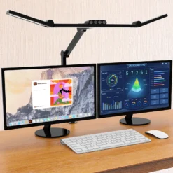 LED Desk Lamp with Clamp and Auto Dimming Functionality for Home Office Use
