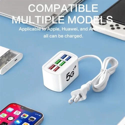 Alternative view of Fast USB Charging Station with 1m Cord - 6-Port Power Strip for iPhone and More