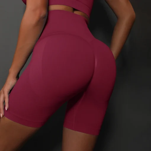 High-Waist Seamless Yoga Shorts for Women with Push Up Design for Fitness and Cycling - Image 5