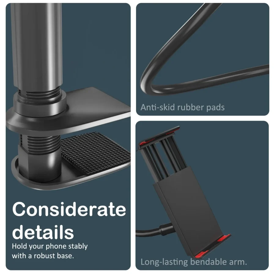 360 Degrees Adjustable Gooseneck Tablet and Phone Stand for iPad, iPhone, and Samsung - Image 5