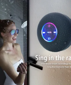 Portable Bluetooth Speaker with LED Light, IPX4 Waterproof, Large Suction Cup, Mini Stereo Sound Box