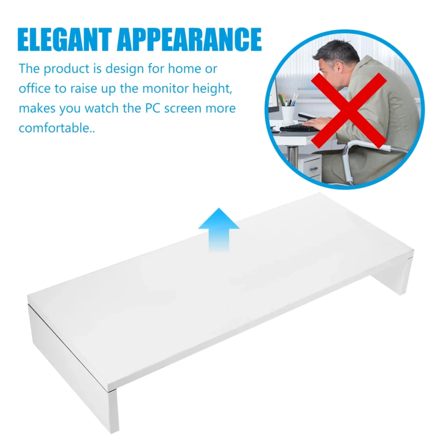 White Color Multi-function Desktop Monitor Stand Computer Screen Riser Thicken Board Rack Laptop Stand Desktop Notebook Shelf - Image 3